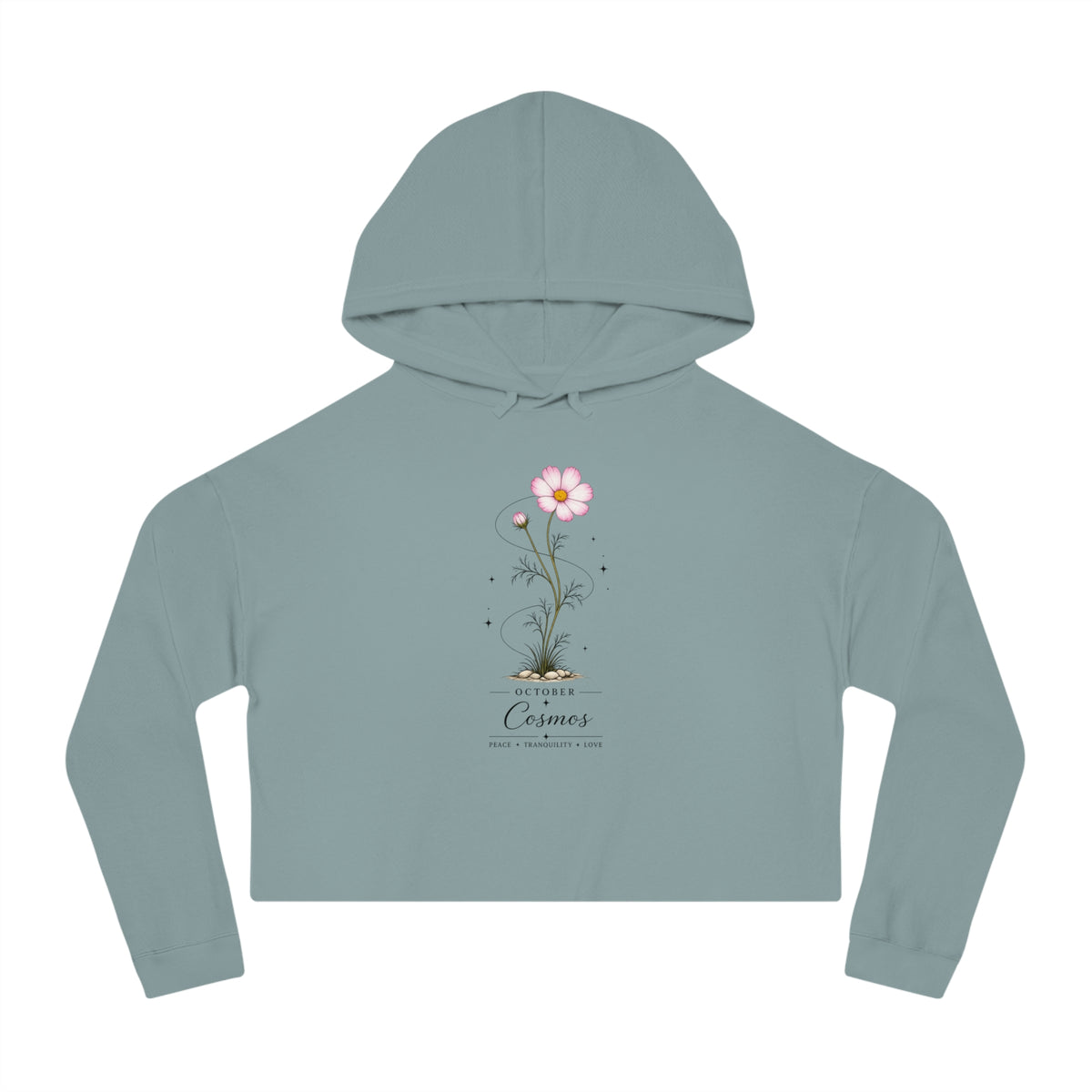 October Birth Flower Cropped Hooded Sweatshirt