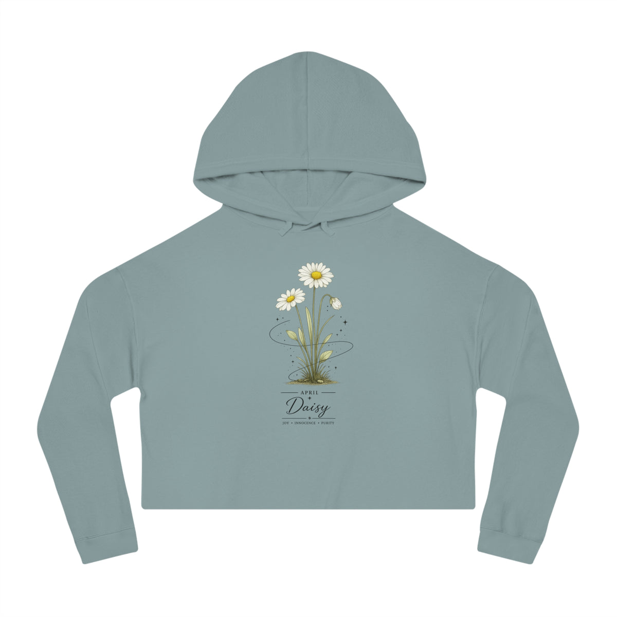 April Birth Flower Cropped Hooded Sweatshirt