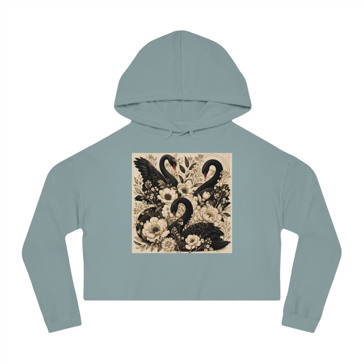 Midnight Bloom Cropped Hooded Sweatshirt