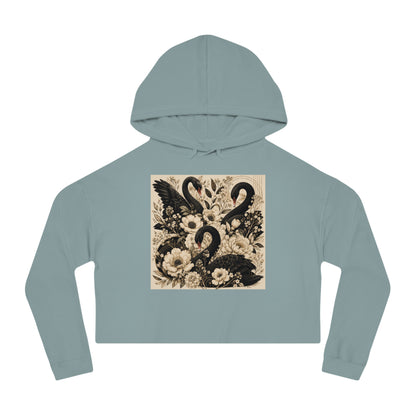 Midnight Bloom Cropped Hooded Sweatshirt