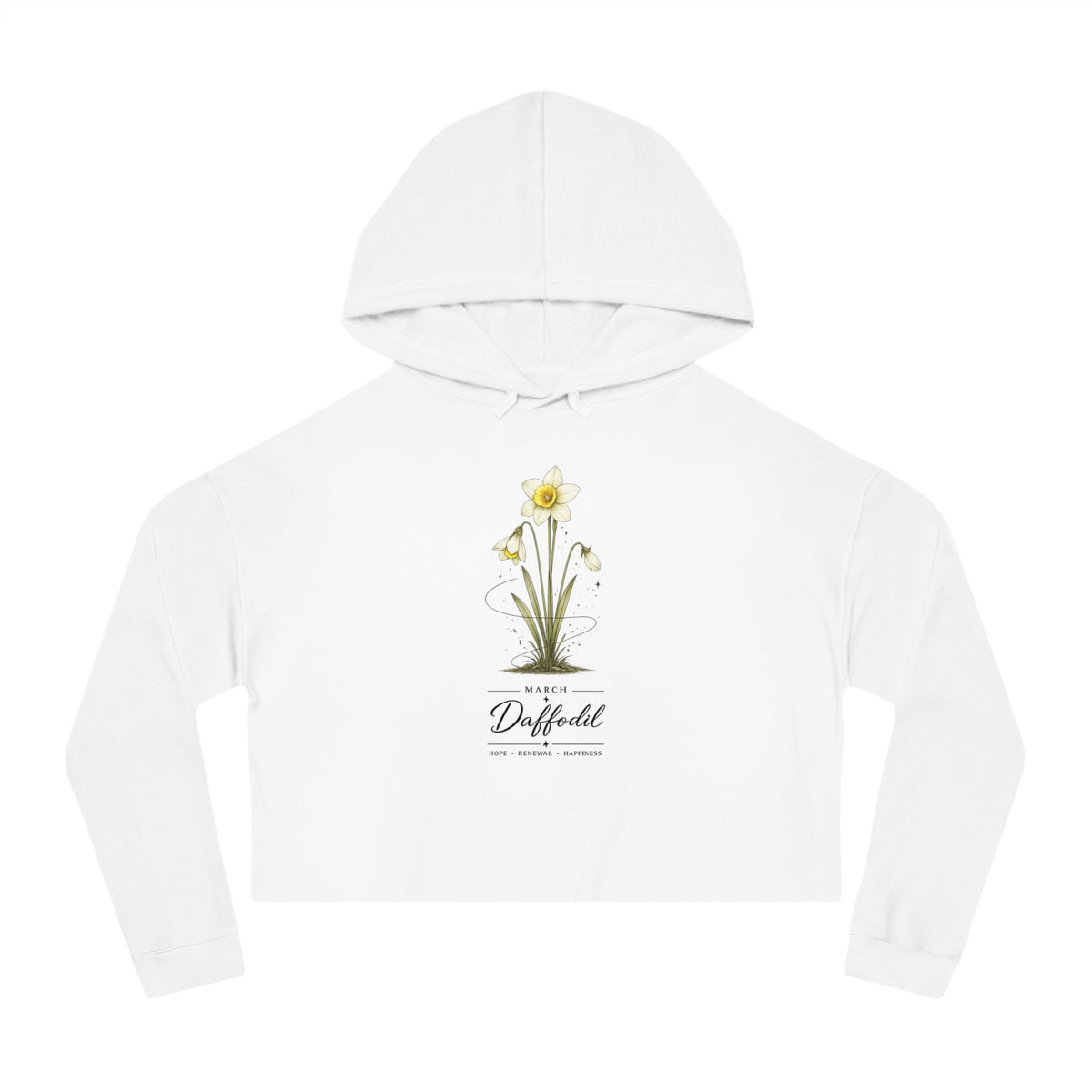 March Birth Flower Cropped Hooded Sweatshirt