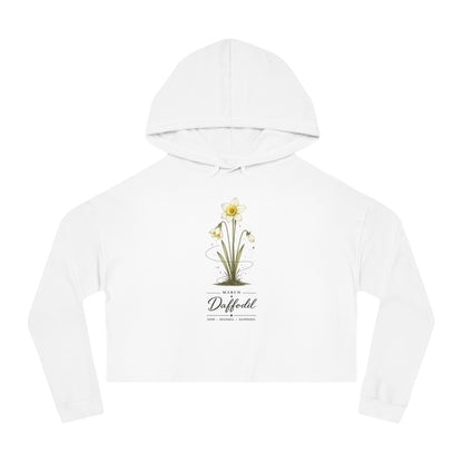 March Birth Flower Cropped Hooded Sweatshirt