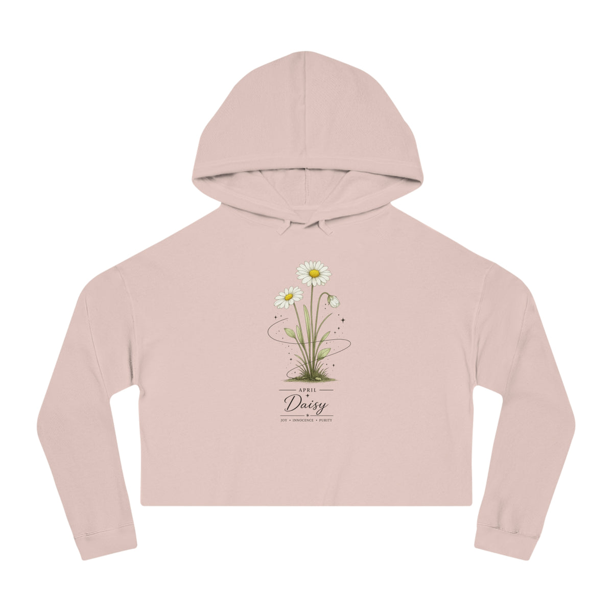 April Birth Flower Cropped Hooded Sweatshirt