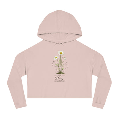 April Birth Flower Cropped Hooded Sweatshirt